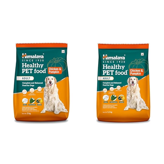 Himalaya Healthy Adult Dry Dog Food, Chicken & Pumpkin 3Kg & Healthy Adult Dry Dog Food, Chicken & Pumpkin 1.2Kg